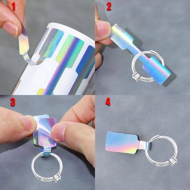 Alt view image 3 of 5 - 500PCS Jewelry Price Tags Stickers Self Adhesive Blank Jewelry Price Label Display Tags for Rings Bracelet Necklaces Earrings Clothing (Holographic Laser)