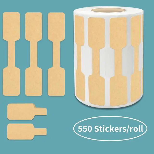 Alt view image 3 of 6 - 550 Pcs Jewelry Tags Roll for Necklace Earring Price Identify,Self Adhesive Kraft Blank Dumbbell Jewelry Stickers Labels for Bracelet, Ring, Clothing Display Kraft