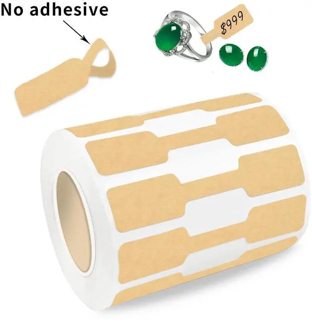 Main image of 550 Pcs Jewelry Tags Roll for Necklace Earring Price Identify,Self Adhesive Kraft Blank Dumbbell Jewelry Stickers Labels for Bracelet, Ring, Clothing Display Kraft