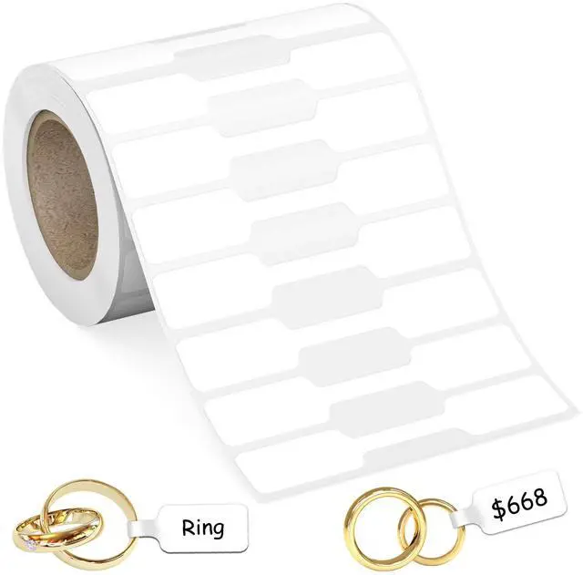 Main image of 500Pcs Jewelry Price Tags Stickers Roll for Necklace Ring Display Labels, Rectangular Self Adhesive Indentification Tags, AveneMark Pricemarker Labels Accessories Display Paper (500Pcs Price Tag)
