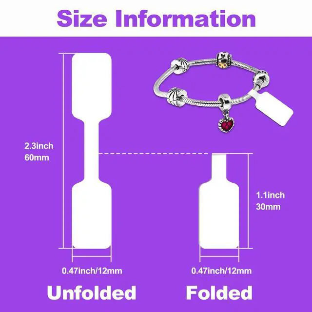 Alt view image 2 of 7 - 500Pcs Jewelry Price Tags Stickers Roll for Necklace Ring Display Labels, Rectangular Self Adhesive Indentification Tags, AveneMark Pricemarker Labels Accessories Display Paper (500Pcs Price Tag)