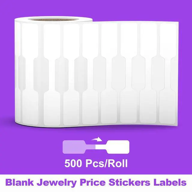 Alt view image 3 of 7 - 500Pcs Jewelry Price Tags Stickers Roll for Necklace Ring Display Labels, Rectangular Self Adhesive Indentification Tags, AveneMark Pricemarker Labels Accessories Display Paper (500Pcs Price Tag)