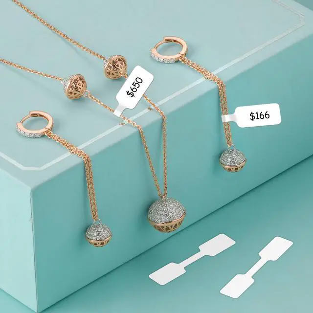 Alt view image 6 of 7 - 500Pcs Jewelry Price Tags Stickers Roll for Necklace Ring Display Labels, Rectangular Self Adhesive Indentification Tags, AveneMark Pricemarker Labels Accessories Display Paper (500Pcs Price Tag)