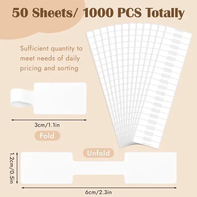 Alt view image 2 of 7 - 1000 pcs Jewelry Tags, Self Adhesive Jewelry Price Tags Stickers, White Blank Rectangle Ring Tag Label for Necklace Earring Bracelet Pricing Identify