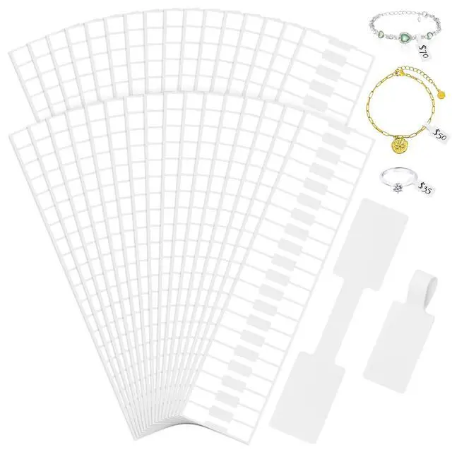 Main image of 1000 pcs Jewelry Tags, Self Adhesive Jewelry Price Tags Stickers, White Blank Rectangle Ring Tag Label for Necklace Earring Bracelet Pricing Identify