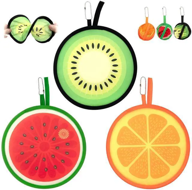 Main image of 3 PCS Round Foldable Hand Fans, Fruit Style Handheld Folding Fan Portable Cooling Fans for Summer Events, Outdoor Travel, Festival Party Decorations, Game Favors