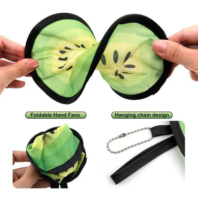 Alt view image 2 of 7 - 3 PCS Round Foldable Hand Fans, Fruit Style Handheld Folding Fan Portable Cooling Fans for Summer Events, Outdoor Travel, Festival Party Decorations, Game Favors