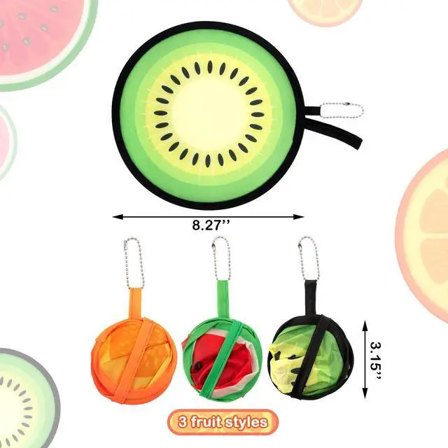 Alt view image 3 of 7 - 3 PCS Round Foldable Hand Fans, Fruit Style Handheld Folding Fan Portable Cooling Fans for Summer Events, Outdoor Travel, Festival Party Decorations, Game Favors