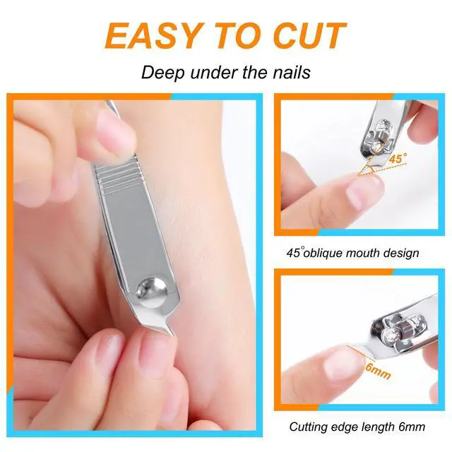 Alt view image 3 of 7 - 2 PCS Angled Nail Clipper Set, Metal Slanted Edge Nail Cutting Clippers for Women and Men, Sharp Fingernail Cutter Toenail Clippers for Thick Toenails, Silver