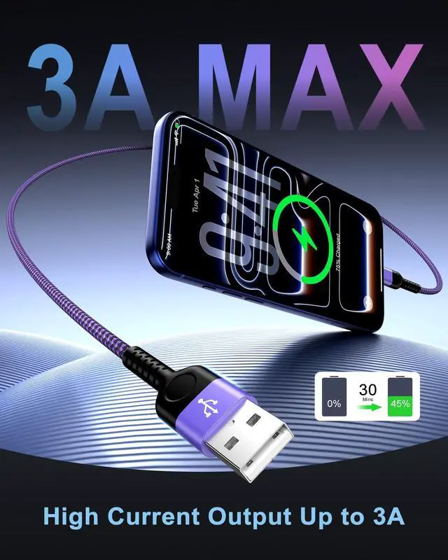 Alt view image 2 of 7 - Carplay Cable for iPhone 17 16 Pro Max, USB A to USB C Charger Cord for Car