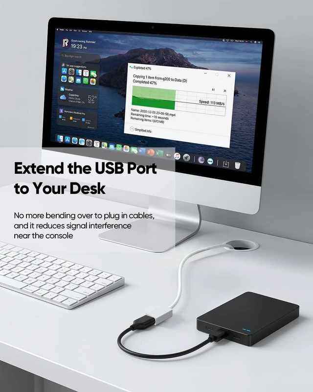 Alt view image 4 of 7 - USB Extension Cable White 6.6FT 2-Pack, 5Gbps High Speed USB Extender 3.0 | Data Transmission USB A Extension Cord Male to Female Compatible Flash Drive, Hard Drive, SSD, PC, Webcam, Keyboard, Printer