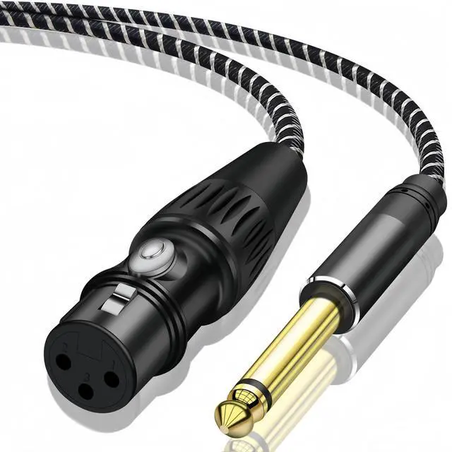 Main image of Female XLR to 1/4 Inch (6.35mm) TS Mono Jack Microphone Cable, 3.3FT Unbalanced 3 Pin XLR Female to Quarter inch TS Male Mic Cord for Dynamic Microphone Guitar Mixer