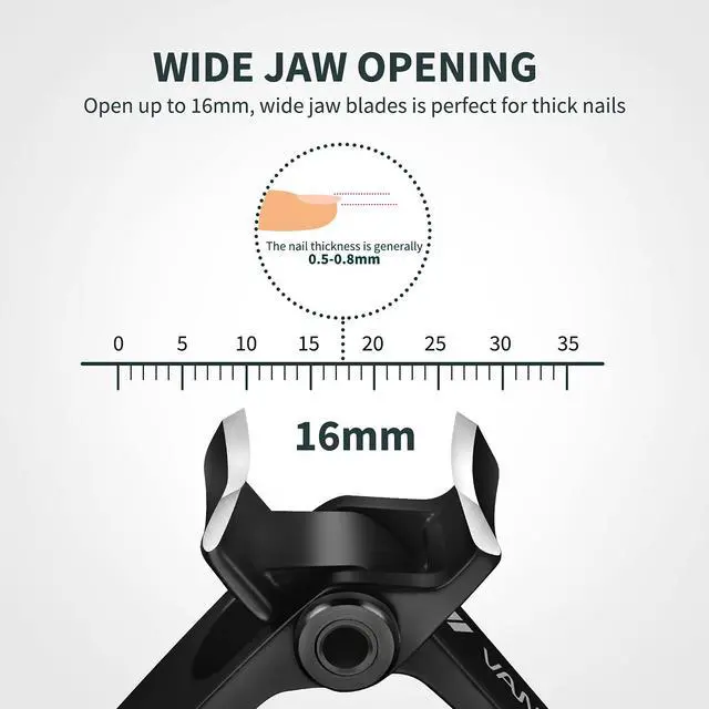 Alt view image 2 of 7 - Nail Clippers for Thick Nails, 16mm Wide Jaw Opening Oversized Toenail Clippers Cutter with Sharp Curved Blade and Nail File, Heavy Duty Stainless Steel Fingernail Clippers for Seniors Elderly