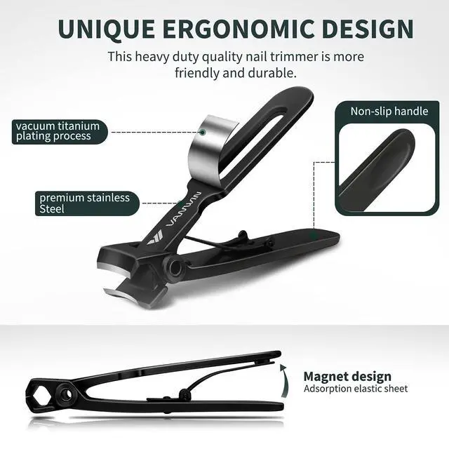 Alt view image 5 of 7 - Nail Clippers for Thick Nails, 16mm Wide Jaw Opening Oversized Toenail Clippers Cutter with Sharp Curved Blade and Nail File, Heavy Duty Stainless Steel Fingernail Clippers for Seniors Elderly