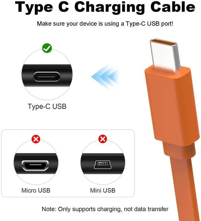 Alt view image 4 of 7 - Replacement USB Type C Charger Cable Charging Cord Compatible with JBL Tune 510BT 520BT 720BT 770NC, Live 460NC, Tune 125TWS 225TWS 130NC TWS Headphones, Flip 5/6/7, Charge 4/5/6 Speakers
