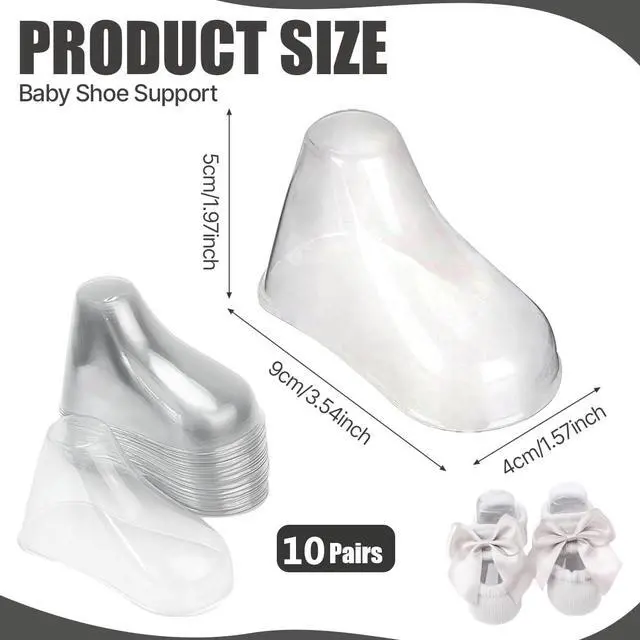 Alt view image 2 of 7 - 10Pairs 9CM Clear Plastic Baby Feet Display Showcase Shoe Trees Baby Booties Forms Shoes and Socks Kids Shoe Support Shaper Stand Holder for Store and Home Use