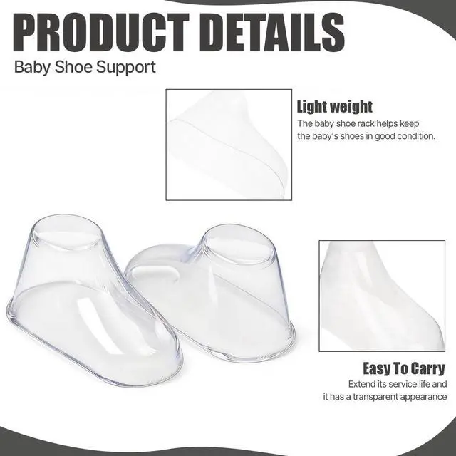 Alt view image 3 of 7 - 20 Pair Baby Shoe Display Stand Clear Plastic Bootie Shaper Holder for Store Showcase and Home Use (9cm)