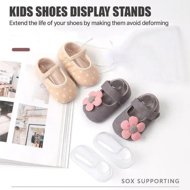Alt view image 5 of 7 - 20 Pair Baby Shoe Display Stand Clear Plastic Bootie Shaper Holder for Store Showcase and Home Use (9cm)