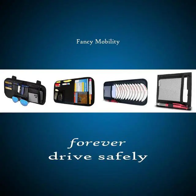 Alt view image 7 of 7 - CD Case Holder for Car - Sun Visor Organizer for 12 CDs/Dvds, 1 Mesh Pocket & 1 Horizontal Pen Holder - Safe, Ergonomic Design (Black)
