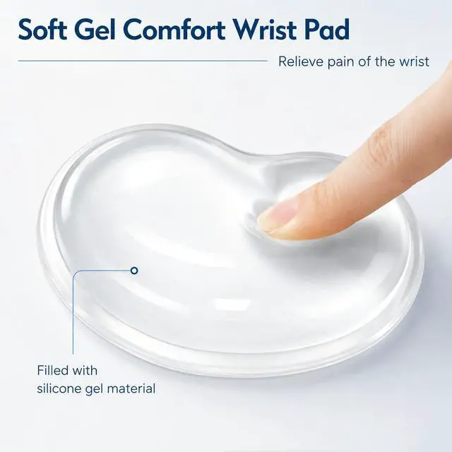 Alt view image 3 of 7 - Silicone Gel Wrist Rest Pad, Gel Ergonomic Cushion with Wiping Cloth