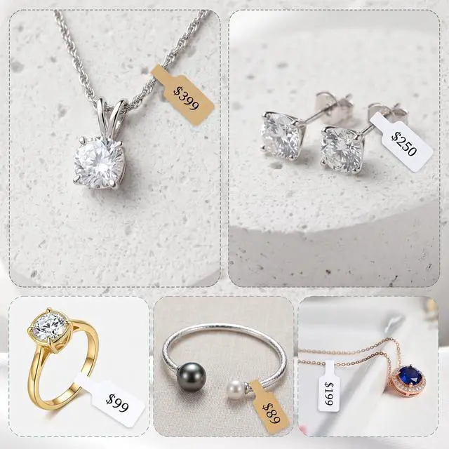 Alt view image 5 of 7 - 1000 PCS Jewelry Tags for Pricing, 2 Rolls Blank Jewelry Tags for Pricing