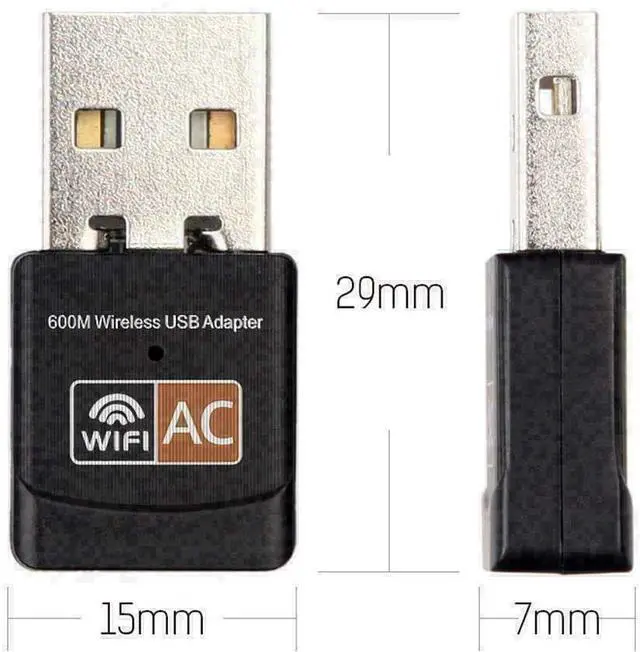 Alt view image 3 of 7 - WiFi Adapter for Desktop pc, AC600 Mbps Dual Band 2.4/5Ghz USB Wi-Fi dongle, 802.11 Black USB Wi-Fi Adapter for PC, Laptop, MacBook, and Windows 10, Support.
