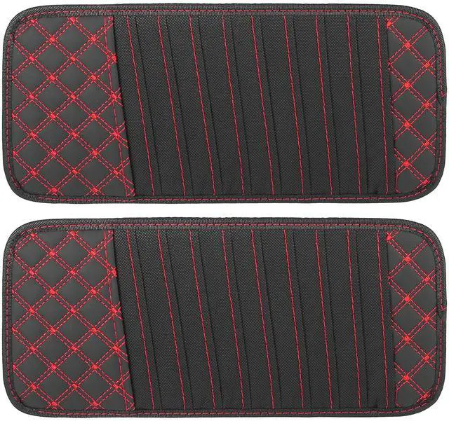 Main image of 2pcs Car CD Visor Storage Cases Vehicle Sun Visor Organizer with 10 DVD Storage Sleeves Black with Red Line