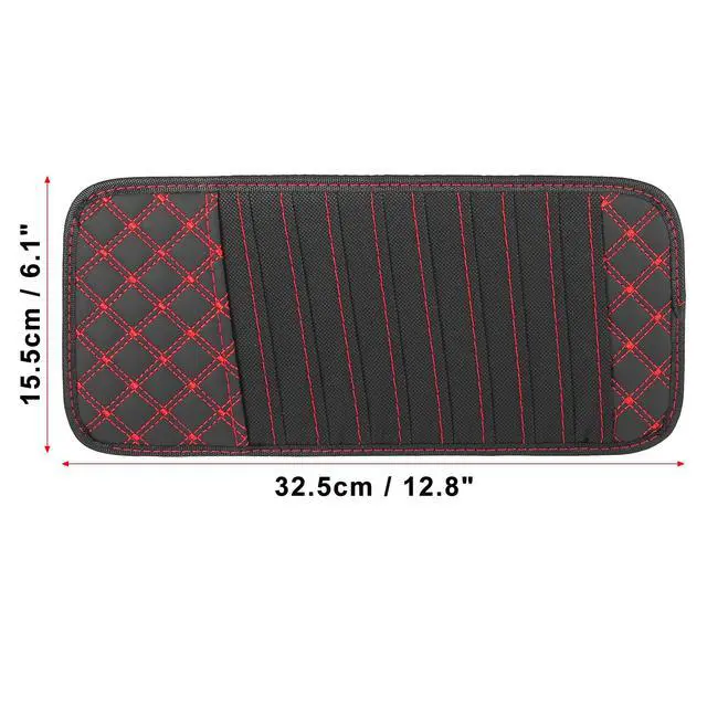 Alt view image 3 of 7 - 2pcs Car CD Visor Storage Cases Vehicle Sun Visor Organizer with 10 DVD Storage Sleeves Black with Red Line