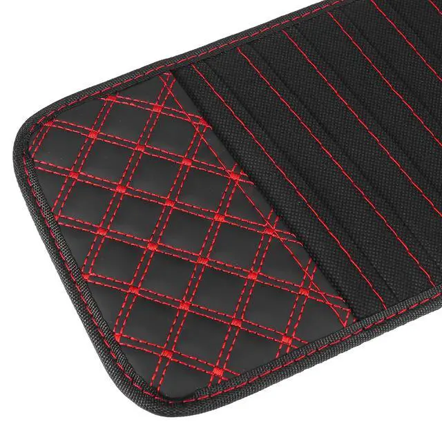 Alt view image 5 of 7 - 2pcs Car CD Visor Storage Cases Vehicle Sun Visor Organizer with 10 DVD Storage Sleeves Black with Red Line