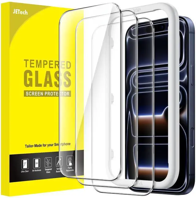 Main image of Screen Protector for iPhone 17 Pro 6.3-Inch, Tempered Glass Film with Easy Installation Tool, 9H Hardness, Case-Friendly, 3-Pack