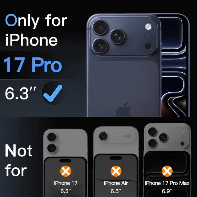 Alt view image 2 of 7 - Screen Protector for iPhone 17 Pro 6.3-Inch, Tempered Glass Film with Easy Installation Tool, 9H Hardness, Case-Friendly, 3-Pack