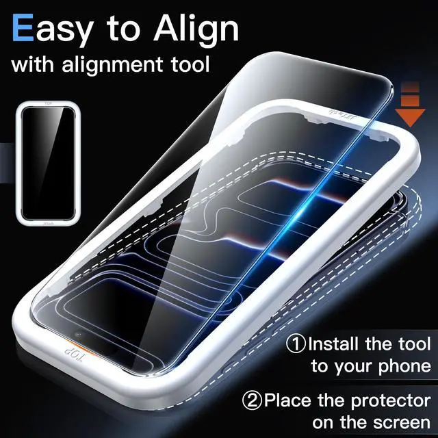 Alt view image 4 of 7 - Screen Protector for iPhone 17 Pro 6.3-Inch, Tempered Glass Film with Easy Installation Tool, 9H Hardness, Case-Friendly, 3-Pack