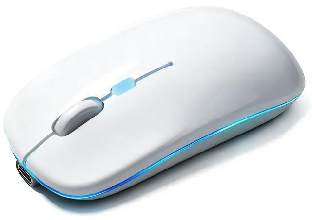 Main image of Wireless Bluetooth Mouse Rechargeable Long Lasting Dual Mode - BT 5.2 & 2.4G Silent RGB LED Mice, Slim Portable Ergonomic Mouse for Laptop/PC/Tablet/MacBook/iPad/Apple Devices(White)