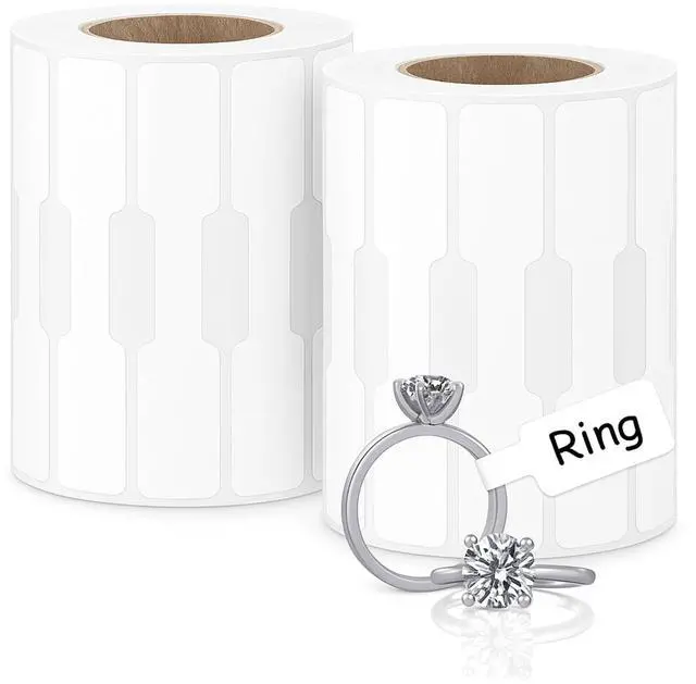 Main image of 1000 Pcs Self-Adhesive Jewelry Tags for Necklace Earring Bracelet Ring Price Identify, White Dumbbell Blank Stickers for Selling & Display (500 Labels/Roll, Total 2 Rolls)