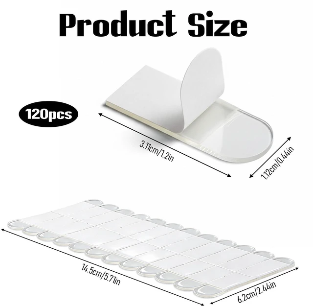 Alt view image 2 of 7 - 120 PCS Clear Poster Hanging Strips, No Damage Removable Double Sided Adhesive Picture Tape Invisible Poster Strips Heavy Duty Wall Hangers for Walls Home Classroom Office Decor