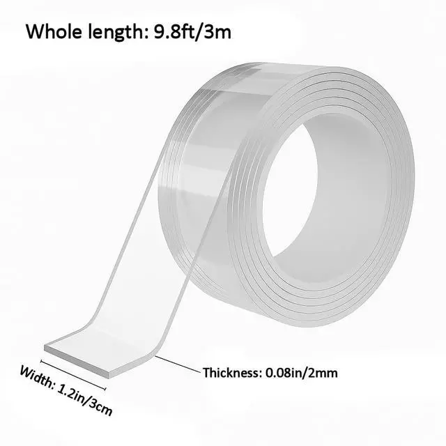 Alt view image 4 of 6 - Double-Sided Heavy Duty Clear Mounting Tape, Nano Tape (9.8FT)