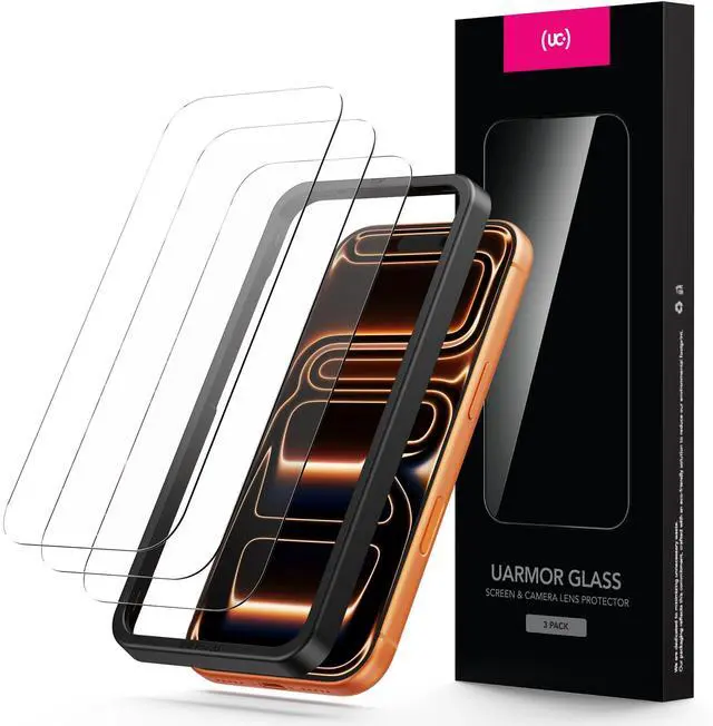 Main image of UARMOR Glass 3 Pack Screen Protector for iPhone 17 Pro, 9H Tempered Glass with Easy Installation Kits, Shatterproof, Case-Friendly Fit - HD Clear (iPhone 17 Pro)
