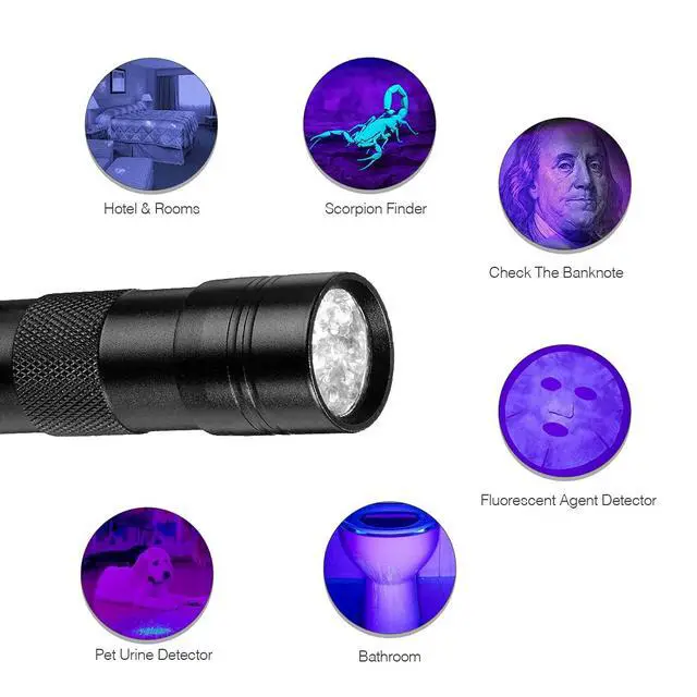 Alt view image 2 of 7 - UV Ultra-Violet 12 LED Flashlight Blacklight Light 395 nM Inspection Lamp Torch
