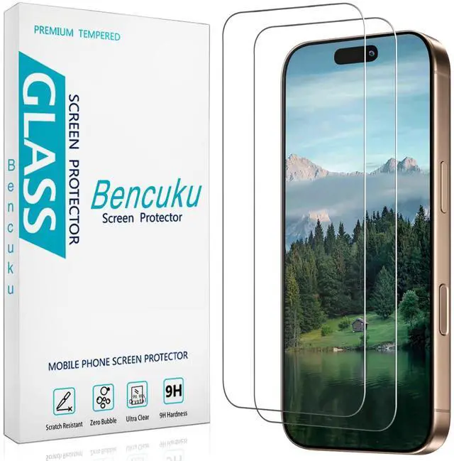 Main image of (2 Pack) Designed for iPhone 17 Pro 6.3 Inch Tempered Glass Screen Protector, Full Coverage, Anti Scratch, Bubble Free