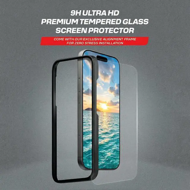 Alt view image 2 of 7 - 3 Pack for iPhone 17 / iPhone 16 Pro Screen Protector (6.3 inches), Tempered Glass Protection with Alignment Frame, Dynamic Island Compatible, Case Friendly