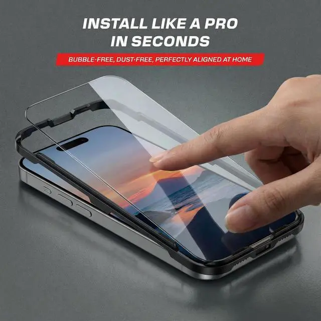 Alt view image 3 of 7 - 3 Pack for iPhone 17 / iPhone 16 Pro Screen Protector (6.3 inches), Tempered Glass Protection with Alignment Frame, Dynamic Island Compatible, Case Friendly