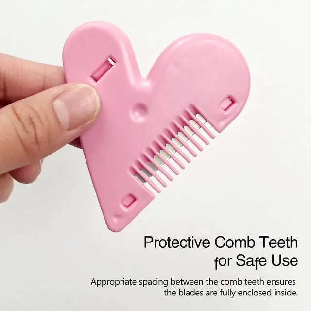 Alt view image 4 of 7 - Portable Pubic Hair Trimmer for Women, Heart-Shaped Intimate Shaping Tool, Compact Hair Razor Comb Cutter for Kid, Women, Girls (Red)