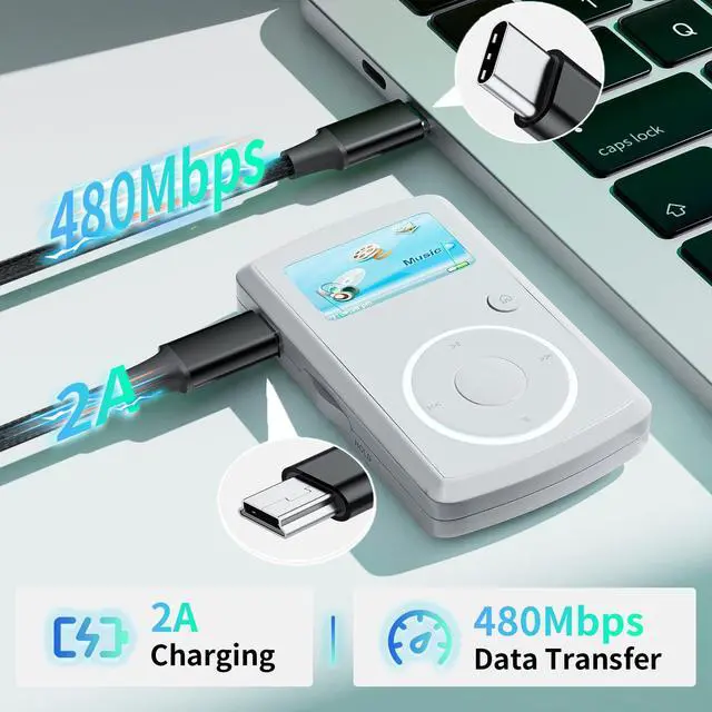 Alt view image 4 of 7 - 1.6FT/0.5M USB-C to Mini USB Cable, Short Braided Type C to Mini-B 5-Pin Charging Cord, Supports OTG 480 Mbps Sync Data for PC, PS3 Controller, MP3/4, Dash Cam, GPS Receiver, and More