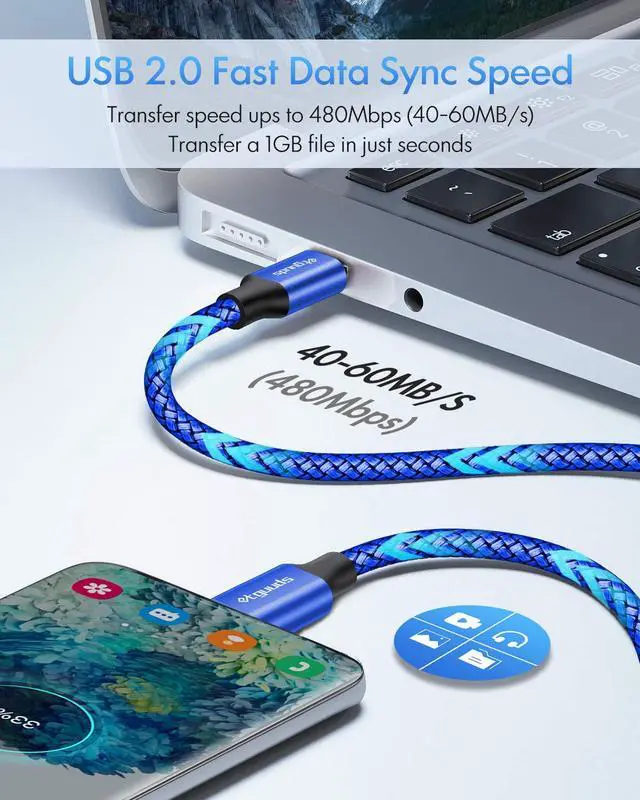 Alt view image 4 of 7 - USB C to USB C Cable 4ft, 2-Pack, 60W Fast Charging Type C to C Charger Cord for iPhone 17 16 15 Pro Max Plus Air 16e, for MacBook/iPad USBC, Samsung Galaxy S25 S24 S23 A17 A16, Pixel
