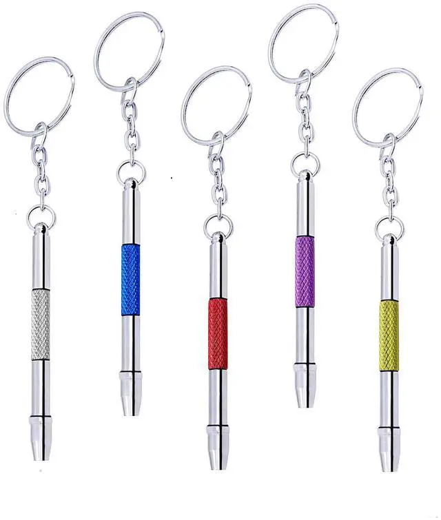 Main image of 5 Pcs Mini Eyeglass Screwdriver, 4 in1 Watches Mini Precision, Stainless Steel Screwdriver Kit, Eyeglass Repair Set with Keychain,Stainless Steel Alloy Watchmaker Tool (5 colors)