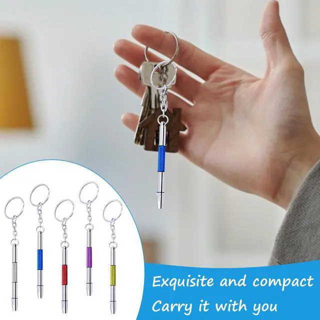 Alt view image 6 of 7 - 5 Pcs Mini Eyeglass Screwdriver, 4 in1 Watches Mini Precision, Stainless Steel Screwdriver Kit, Eyeglass Repair Set with Keychain,Stainless Steel Alloy Watchmaker Tool (5 colors)