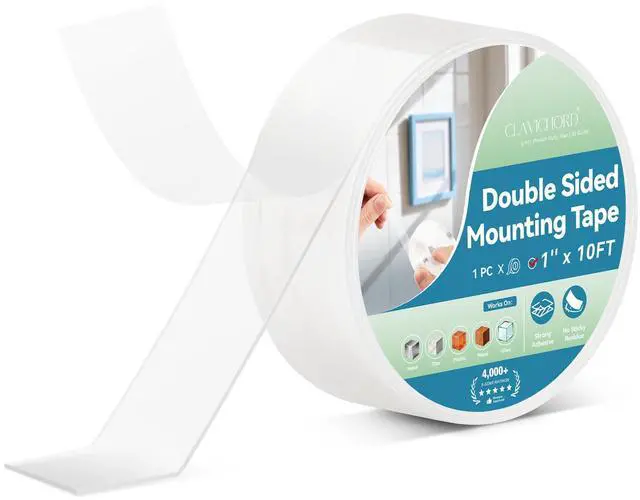 Main image of Double Sided Tape Heavy Duty, Clear Acrylic Mounting Tape, Strong Adhesive, Removable, No Residue, Transparent Nano Tape for Wall Decor, Poster, Picture Hanging, DIY Crafts (1x10FT)