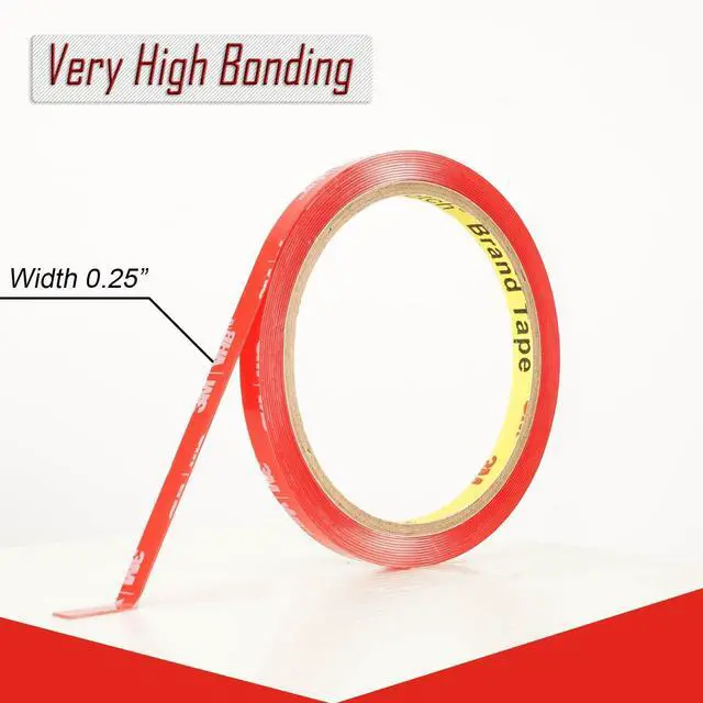 Alt view image 2 of 7 - 3M 4905 Vhb Double Sided Clear Tape 1/4" x 10 Ft Heavy Duty Mounting Tape Permanent Bonding Waterproof for Home Office Décor Strong Adhesive for Electronics Glass Automotive Emblem Mounting