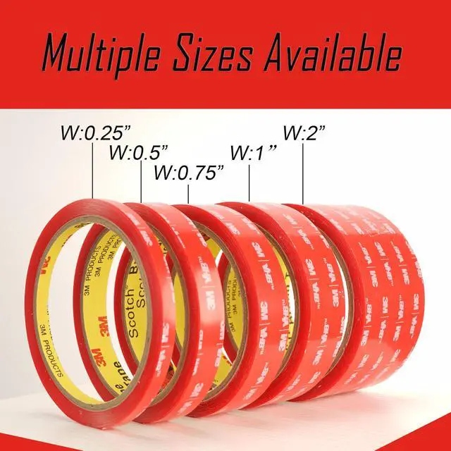 Alt view image 5 of 7 - 3M 4905 Vhb Double Sided Clear Tape 1/4" x 10 Ft Heavy Duty Mounting Tape Permanent Bonding Waterproof for Home Office Décor Strong Adhesive for Electronics Glass Automotive Emblem Mounting
