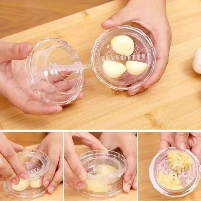 Alt view image 2 of 6 - Garlic Twister Set of 2, Manual Garlic Crusher and Mincer, Garlic Press Rocker with Built-in Storage Chamber, Ginger Grinder, Easy Twist Garlic Chopper for Kitchen Cooking, BPA Free